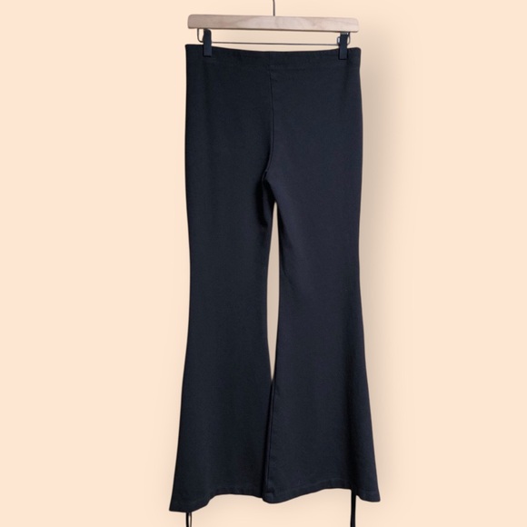 Common Sense Black Stretchy Flared Pants Lace Up Tie Side Detail Women’s Large - Picture 8 of 12